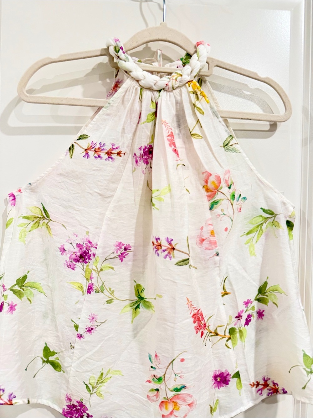 Zara Cream Floral Halter Scarf Top - Pink, Orange, Green - Picture 10 of 10
